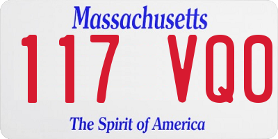 MA license plate 117VQ0
