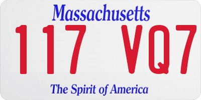 MA license plate 117VQ7