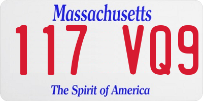 MA license plate 117VQ9