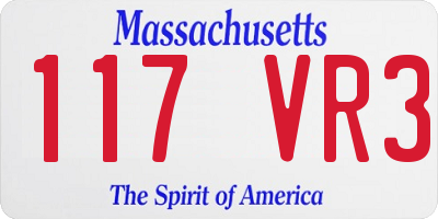MA license plate 117VR3