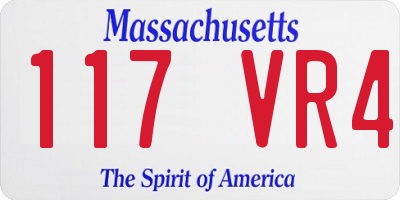 MA license plate 117VR4