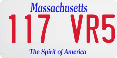 MA license plate 117VR5