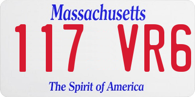 MA license plate 117VR6