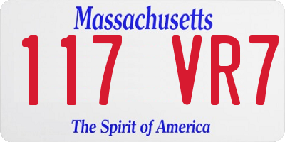 MA license plate 117VR7