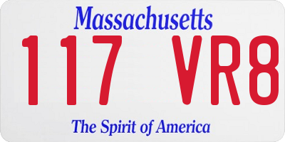 MA license plate 117VR8