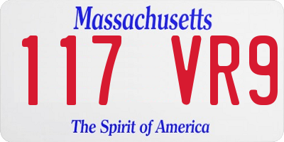 MA license plate 117VR9