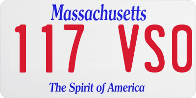 MA license plate 117VS0