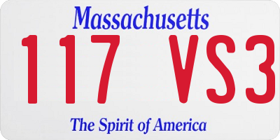MA license plate 117VS3