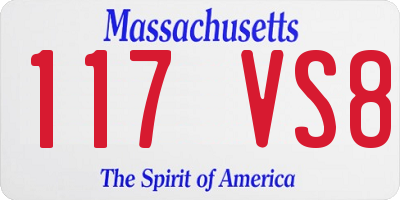 MA license plate 117VS8
