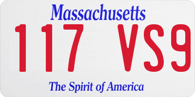 MA license plate 117VS9