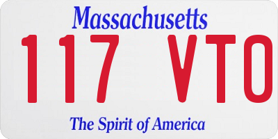 MA license plate 117VT0