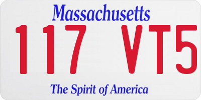 MA license plate 117VT5