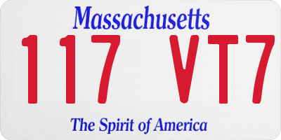 MA license plate 117VT7