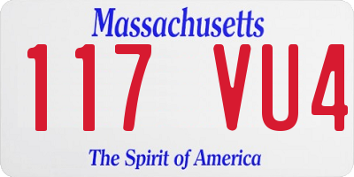MA license plate 117VU4