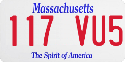 MA license plate 117VU5