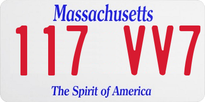 MA license plate 117VV7