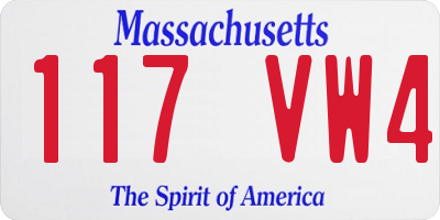 MA license plate 117VW4