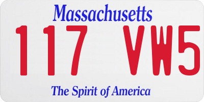 MA license plate 117VW5