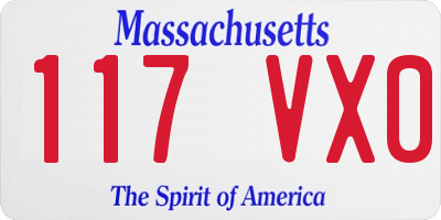 MA license plate 117VX0