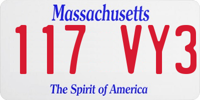 MA license plate 117VY3
