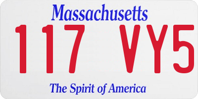 MA license plate 117VY5