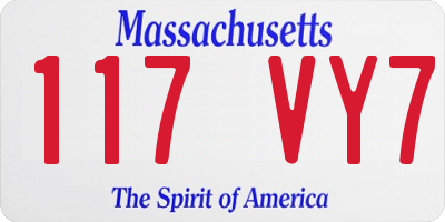 MA license plate 117VY7
