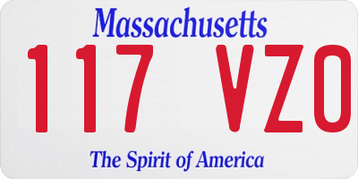 MA license plate 117VZ0