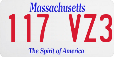 MA license plate 117VZ3