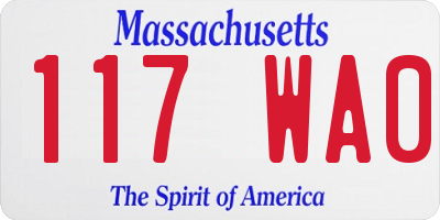 MA license plate 117WA0