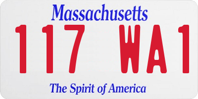 MA license plate 117WA1