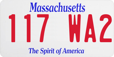 MA license plate 117WA2