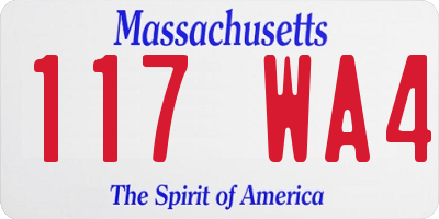 MA license plate 117WA4