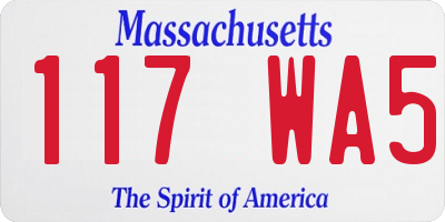 MA license plate 117WA5