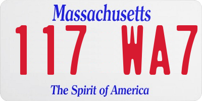 MA license plate 117WA7
