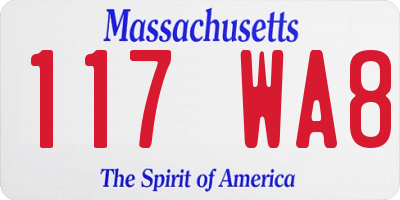 MA license plate 117WA8