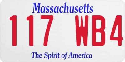 MA license plate 117WB4