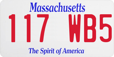 MA license plate 117WB5