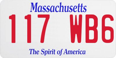 MA license plate 117WB6