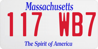 MA license plate 117WB7
