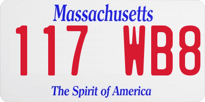 MA license plate 117WB8