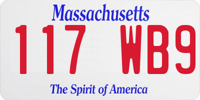 MA license plate 117WB9