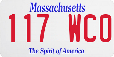 MA license plate 117WC0