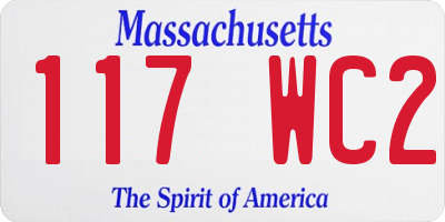 MA license plate 117WC2