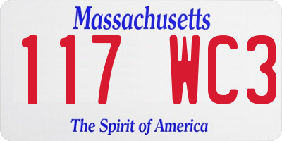 MA license plate 117WC3