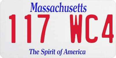 MA license plate 117WC4