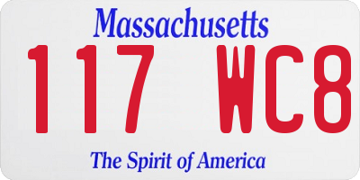 MA license plate 117WC8