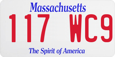 MA license plate 117WC9