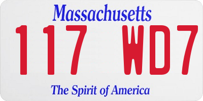 MA license plate 117WD7
