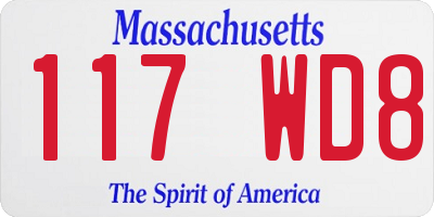 MA license plate 117WD8