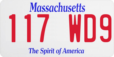 MA license plate 117WD9
